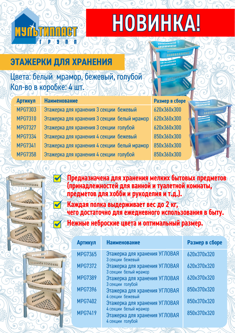 Новинка! Этажерки для хранения от ТМ "Мультипласт".
